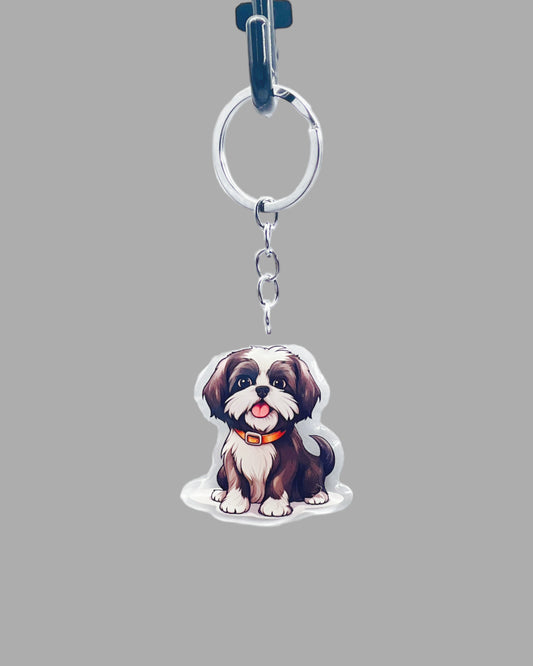 Shih Tzu Dog Acrylic Keychain, Cute kawaii memorial ornament, pet portrait charm gift, backpack fob, dad car décor, dog mom gift