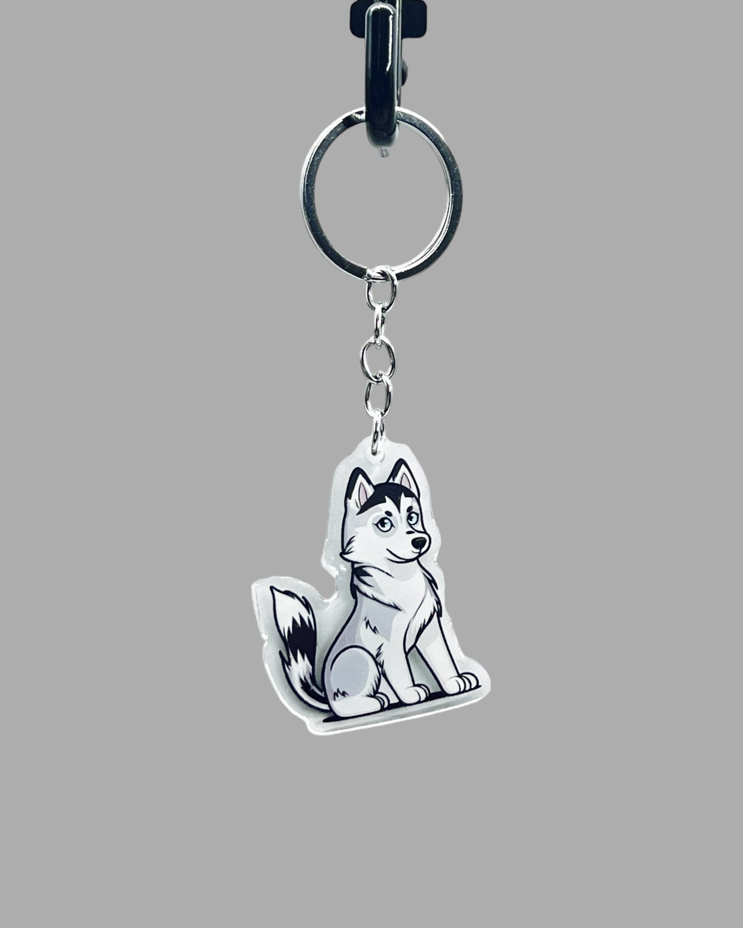 Husky Dog Acrylic Keychain, Cute kawaii memorial ornament, pet portrait charm gift, backpack fob, dad car décor, dog mom gift