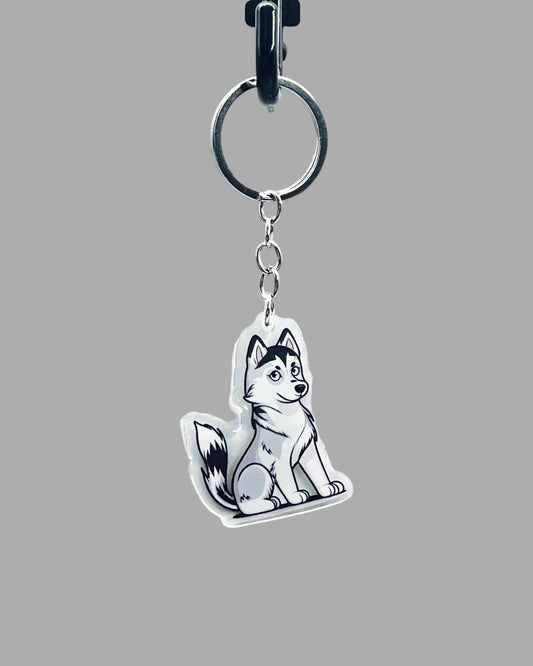 Husky Dog Acrylic Keychain, Cute kawaii memorial ornament, pet portrait charm gift, backpack fob, dad car décor, dog mom gift