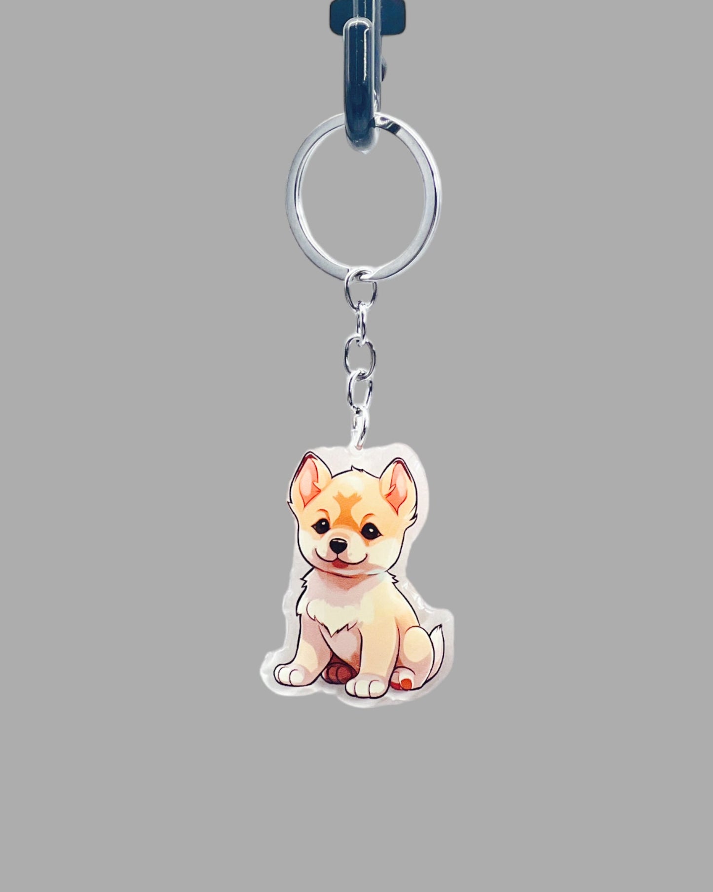 Hokkaido Dog Acrylic Keychain,  Cute kawaii memorial ornament, pet portrait charm gift, backpack fob, dad car décor, dog mom gift