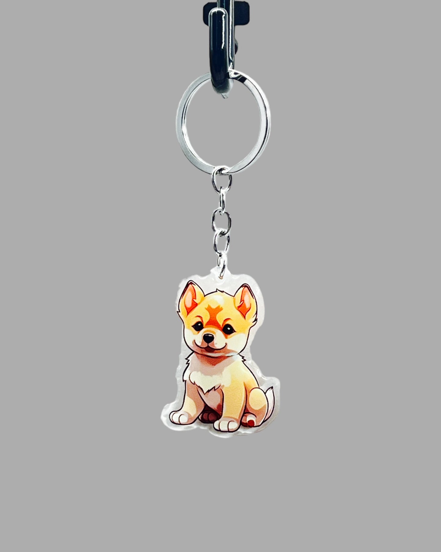 Hokkaido Dog Acrylic Keychain,  Cute kawaii memorial ornament, pet portrait charm gift, backpack fob, dad car décor, dog mom gift