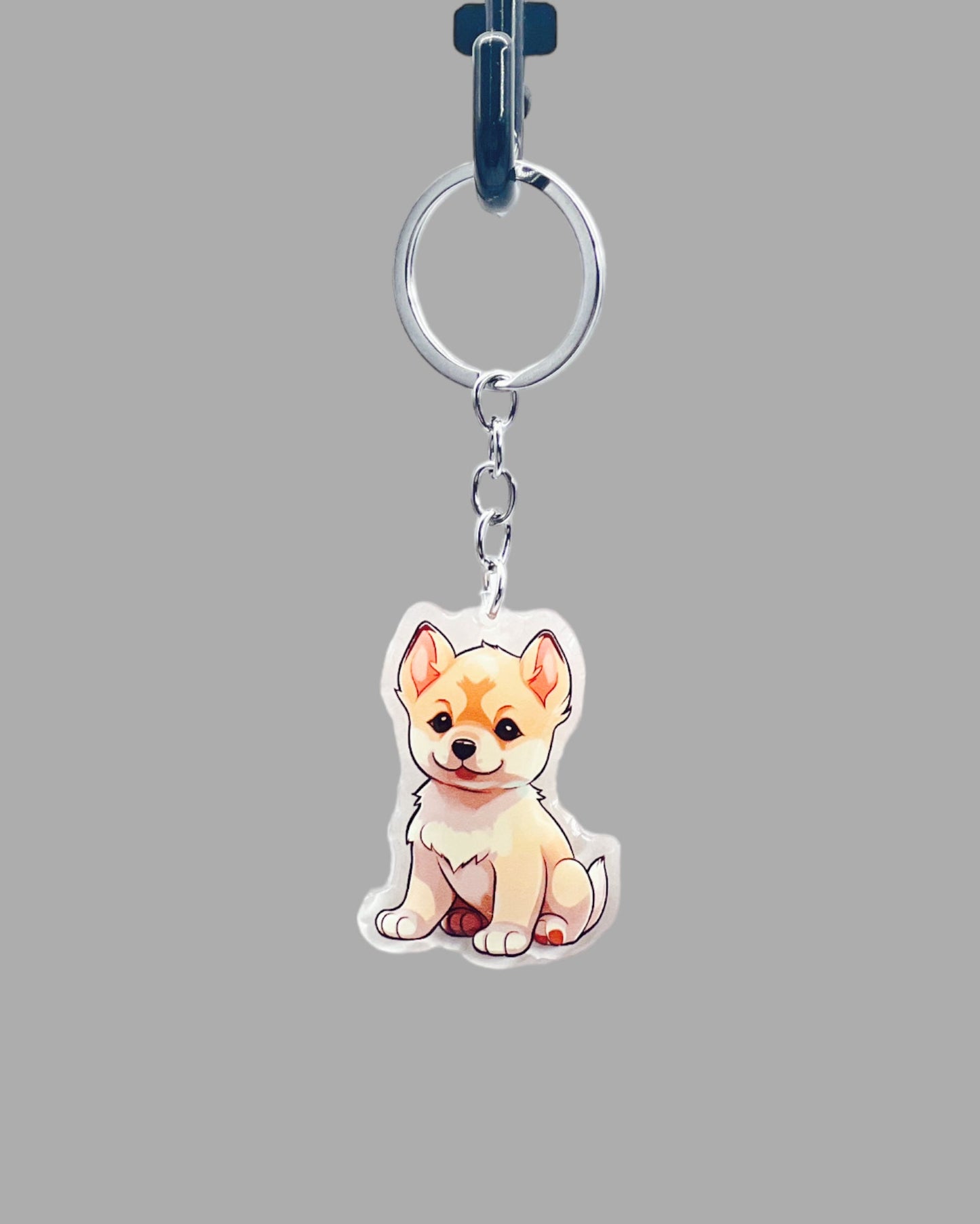 Hokkaido Dog Acrylic Keychain,  Cute kawaii memorial ornament, pet portrait charm gift, backpack fob, dad car décor, dog mom gift