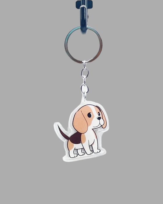 Beagle Dog Acrylic keychain Cute kawaii memorial ornament, pet portrait charm gift  backpack photo fob, dad car décor, first day of school