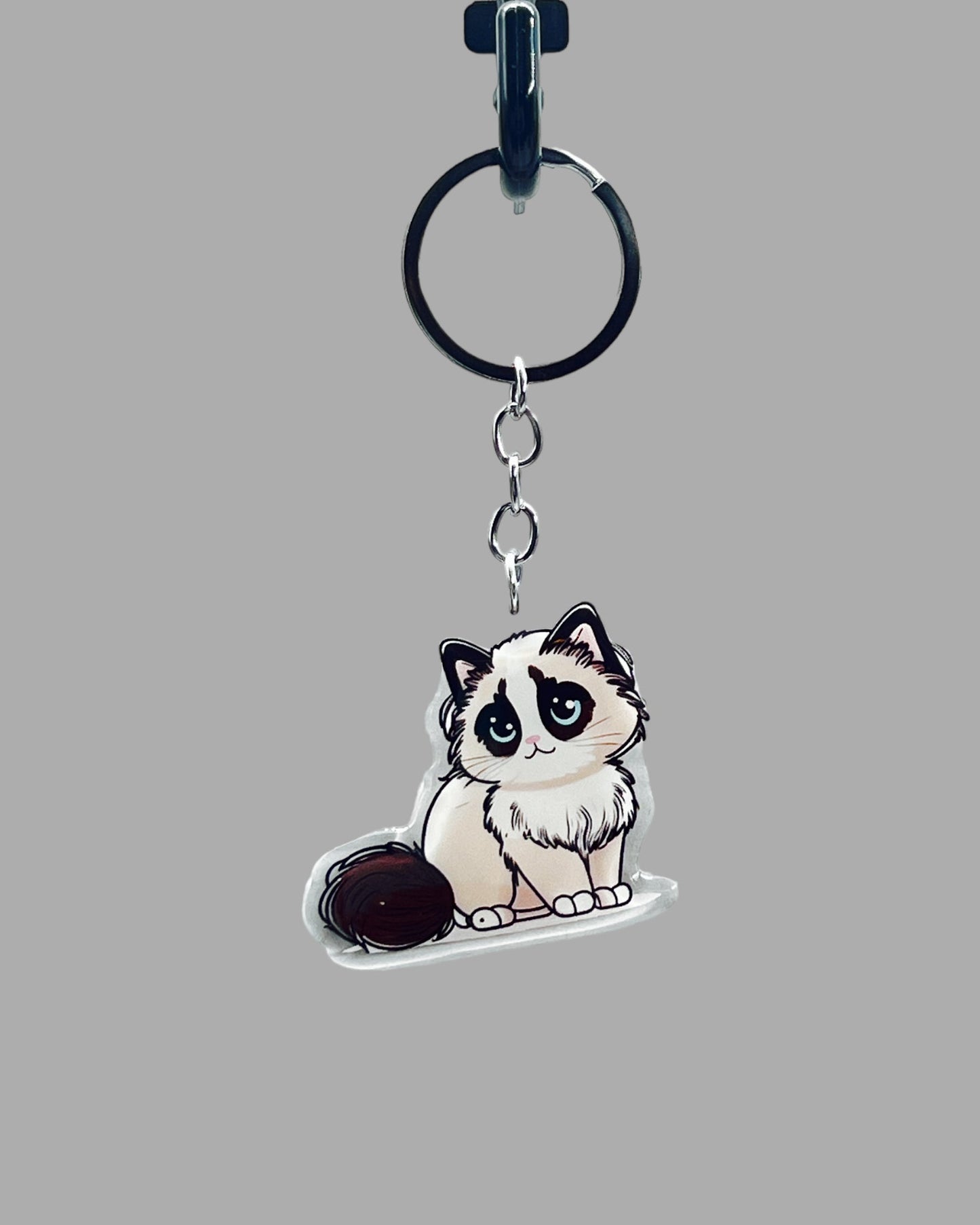 Siamese Cat Acrylic Keychain, Cute kawaii memorial ornament, pet portrait charm, backpack fob, dad car décor, stocking stuffer, birthday gift