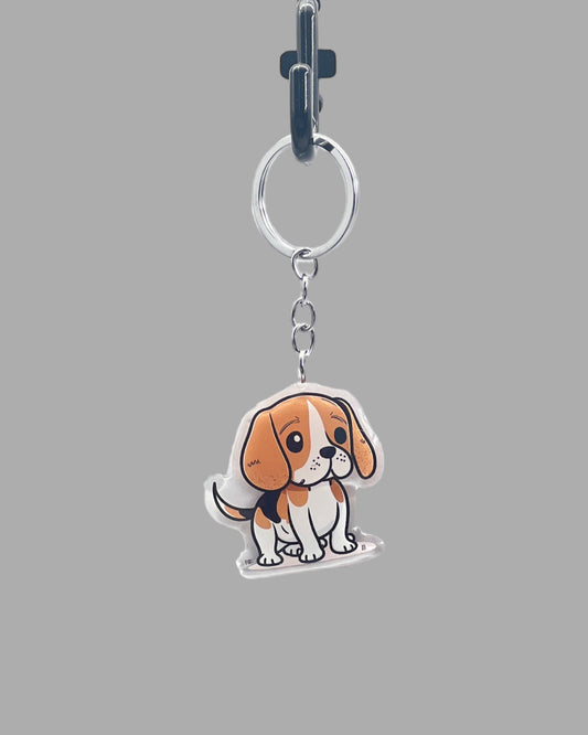 Beagle Dog Acrylic keychain Cute kawaii memorial ornament, pet portrait charm gift  backpack photo fob, dad car décor, first day of school