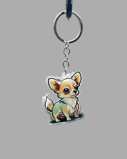 Chihuahua Acrylic Keychain Cute kawaii memorial ornament, pet portrait charm gift  backpack fob, dad car décor, dog mom