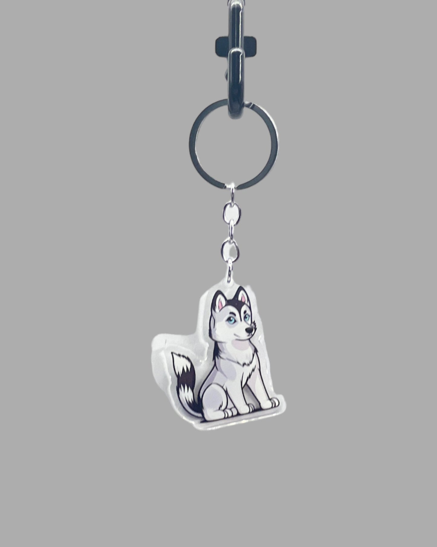 Husky Dog Acrylic Keychain, Cute kawaii memorial ornament, pet portrait charm gift, backpack fob, dad car décor, dog mom gift