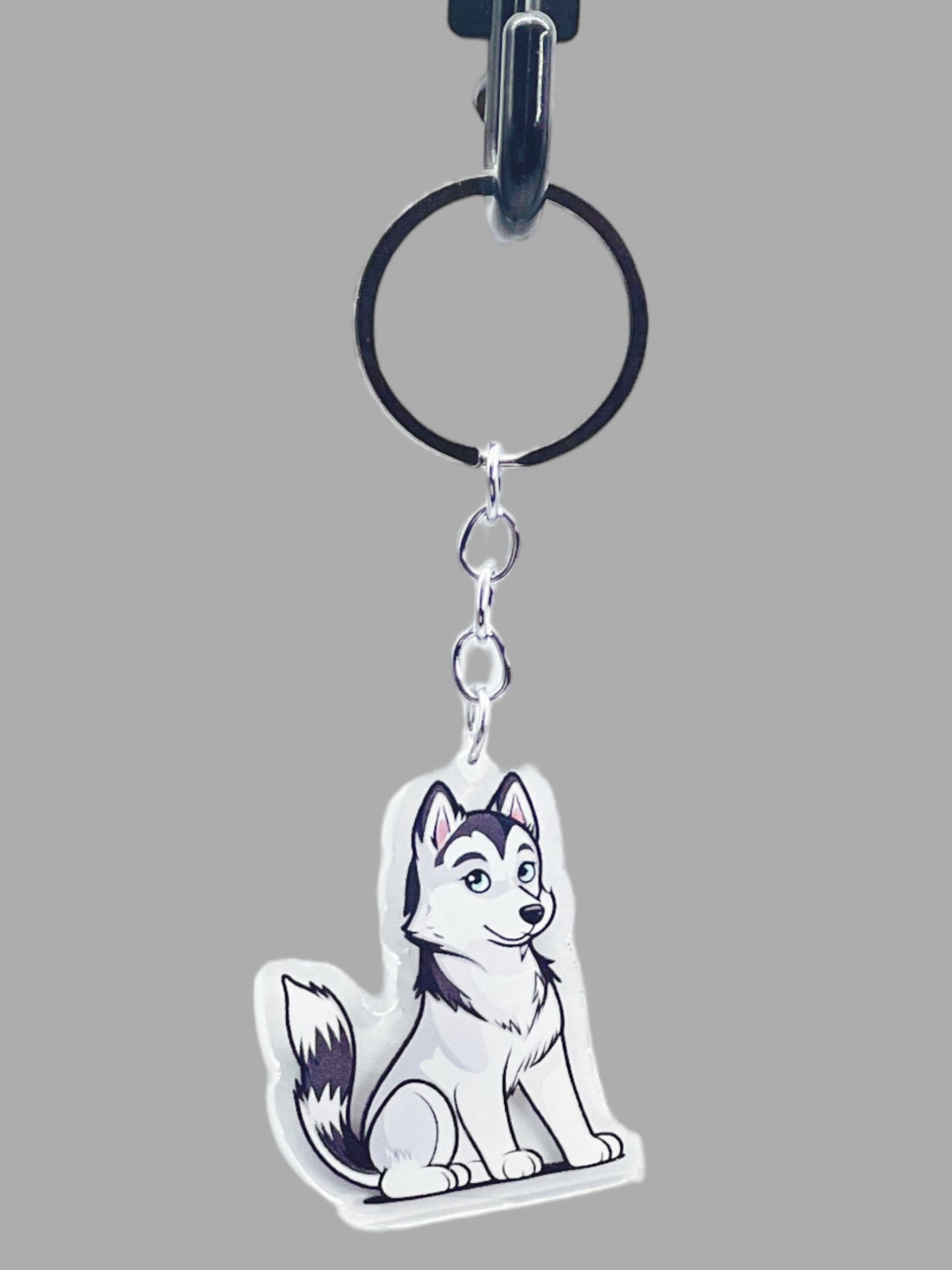 Husky Dog Acrylic Keychain, Cute kawaii memorial ornament, pet portrait charm gift, backpack fob, dad car décor, dog mom gift