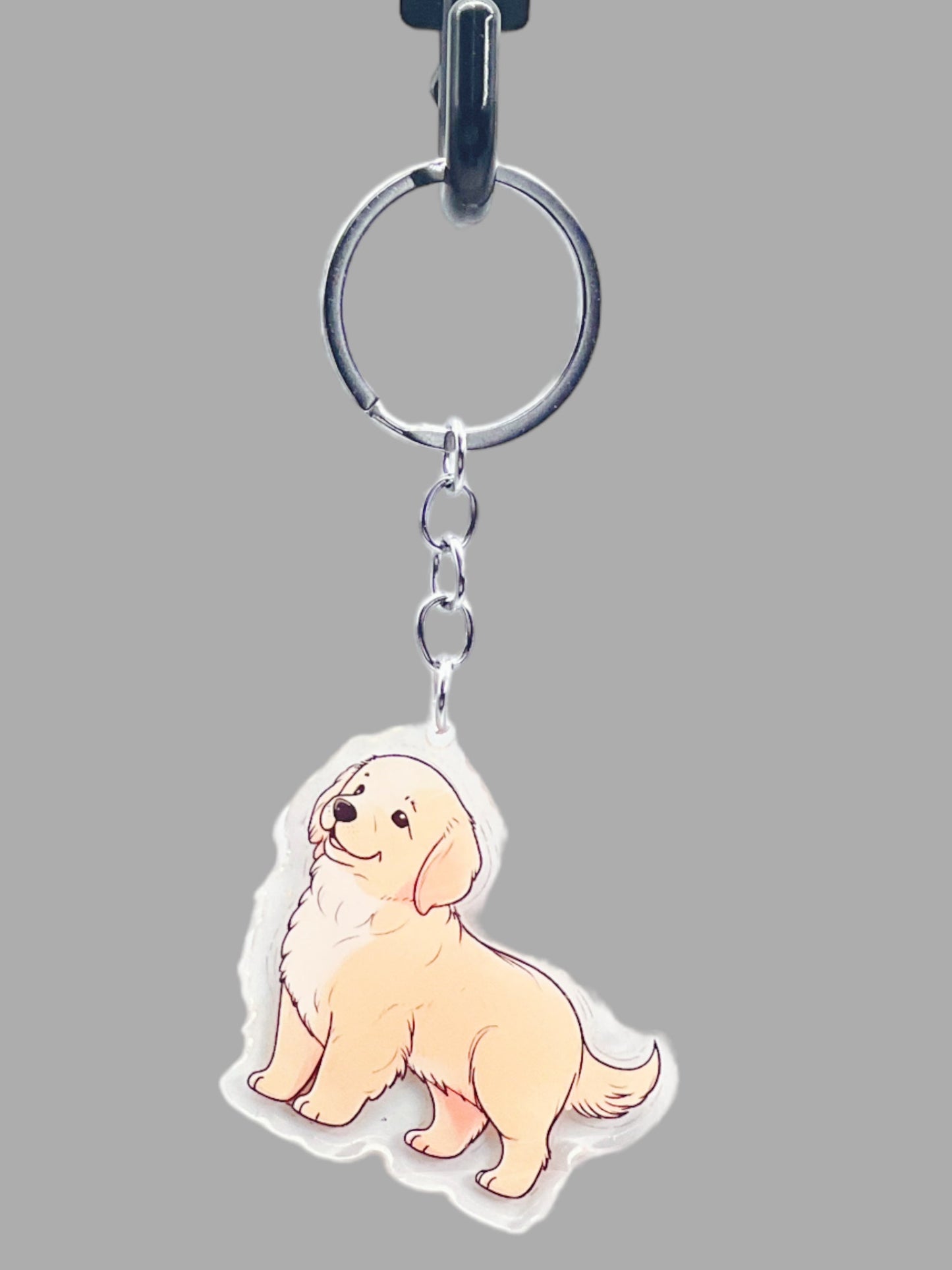 Golden Labrador Dog Acrylic keychain, Cute kawaii memorial ornament, pet portrait charm gift, backpack photo fob, dad car décor, dog mom gift