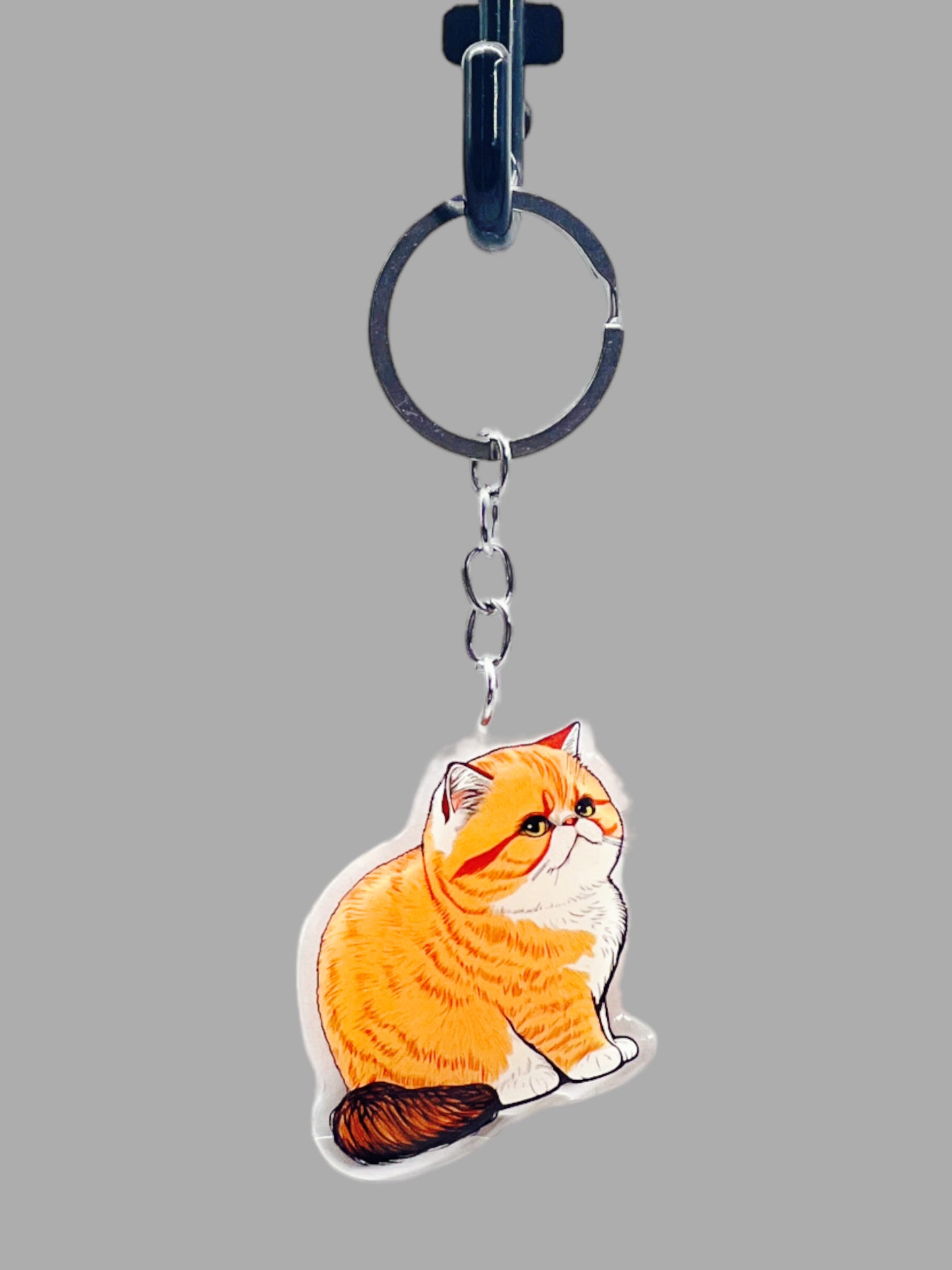 Orange Tabby Cat Acrylic keychain, Cute kawaii memorial ornament, pet portrait charm gift backpack fob, dad car décor, first day of school gift