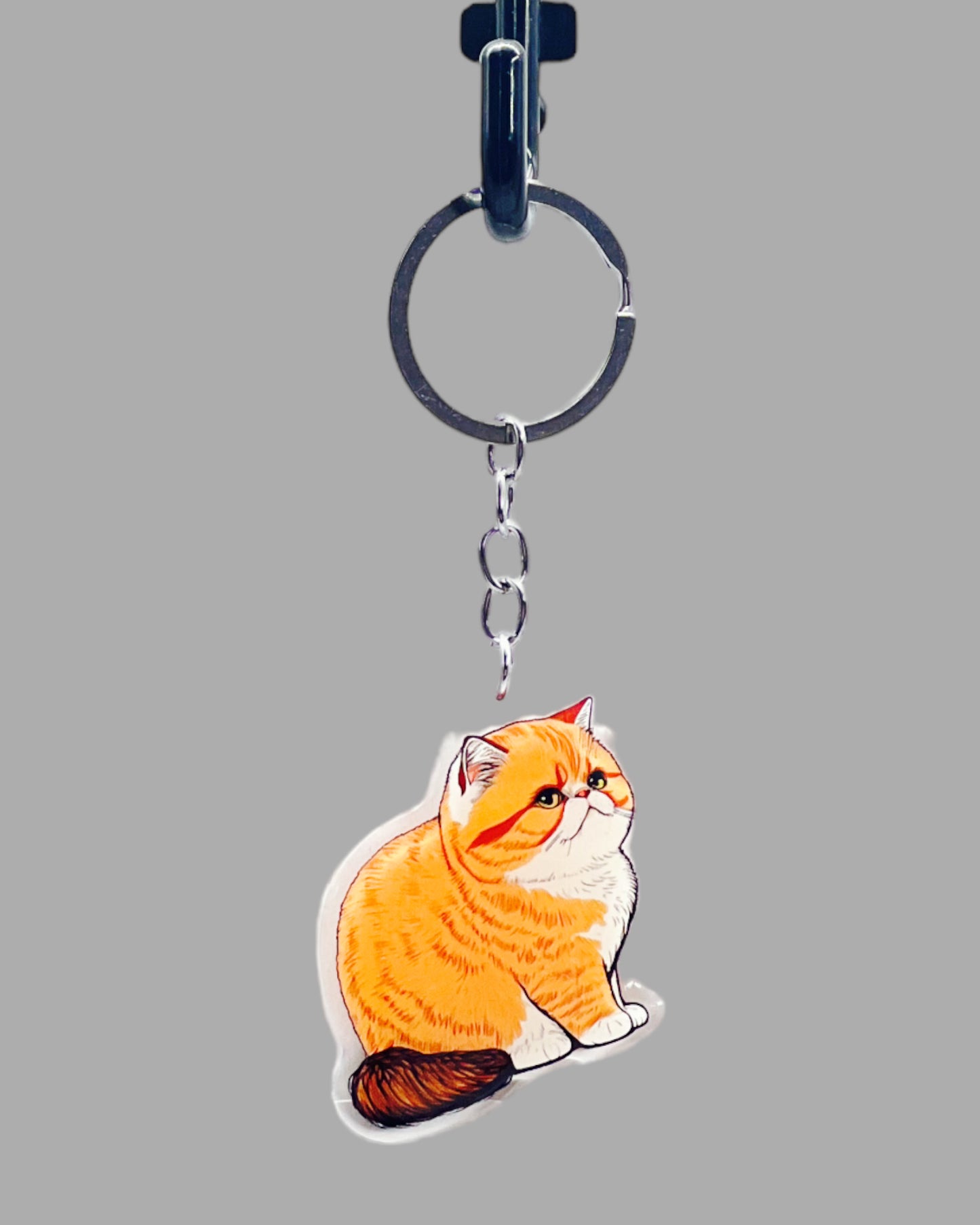 Orange Tabby Cat Acrylic keychain, Cute kawaii memorial ornament, pet portrait charm gift backpack fob, dad car décor, first day of school gift