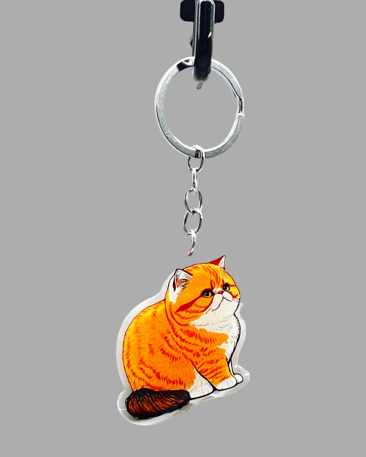 Orange Tabby Cat Acrylic keychain, Cute kawaii memorial ornament, pet portrait charm gift backpack fob, dad car décor, first day of school gift