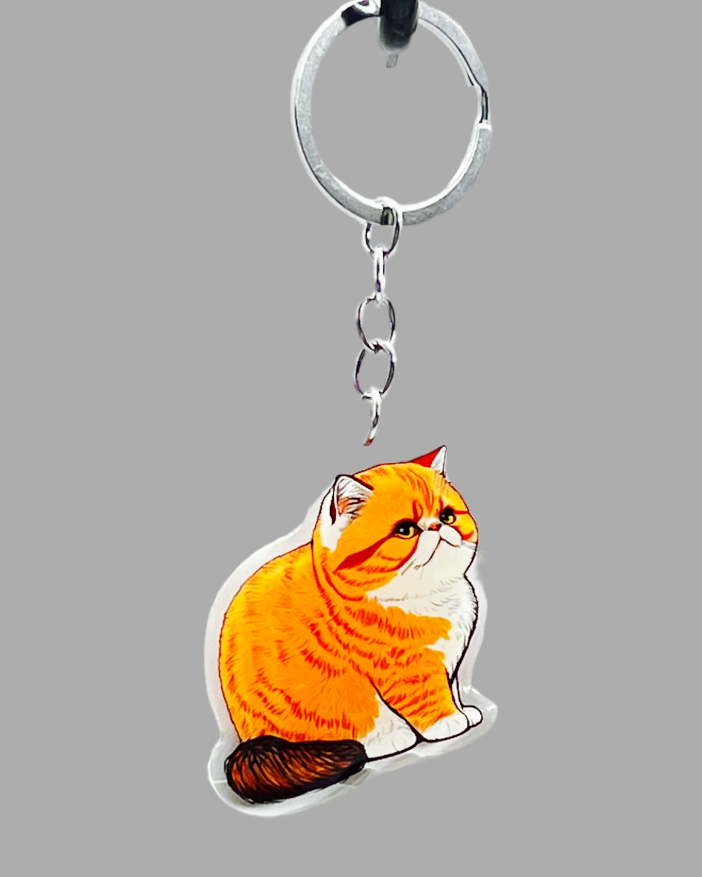 Orange Tabby Cat Acrylic keychain, Cute kawaii memorial ornament, pet portrait charm gift backpack fob, dad car décor, first day of school gift