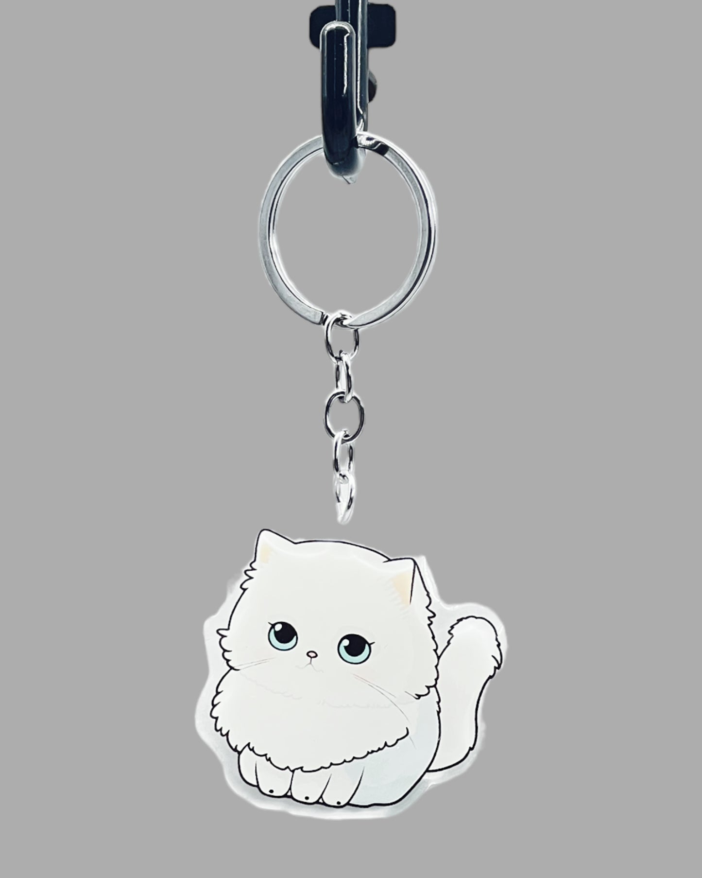 Persian Cat Acrylic Keychain, Cute kawaii memorial ornament, pet portrait charm, backpack fob, dad car décor, stocking stuffer, birthday gift