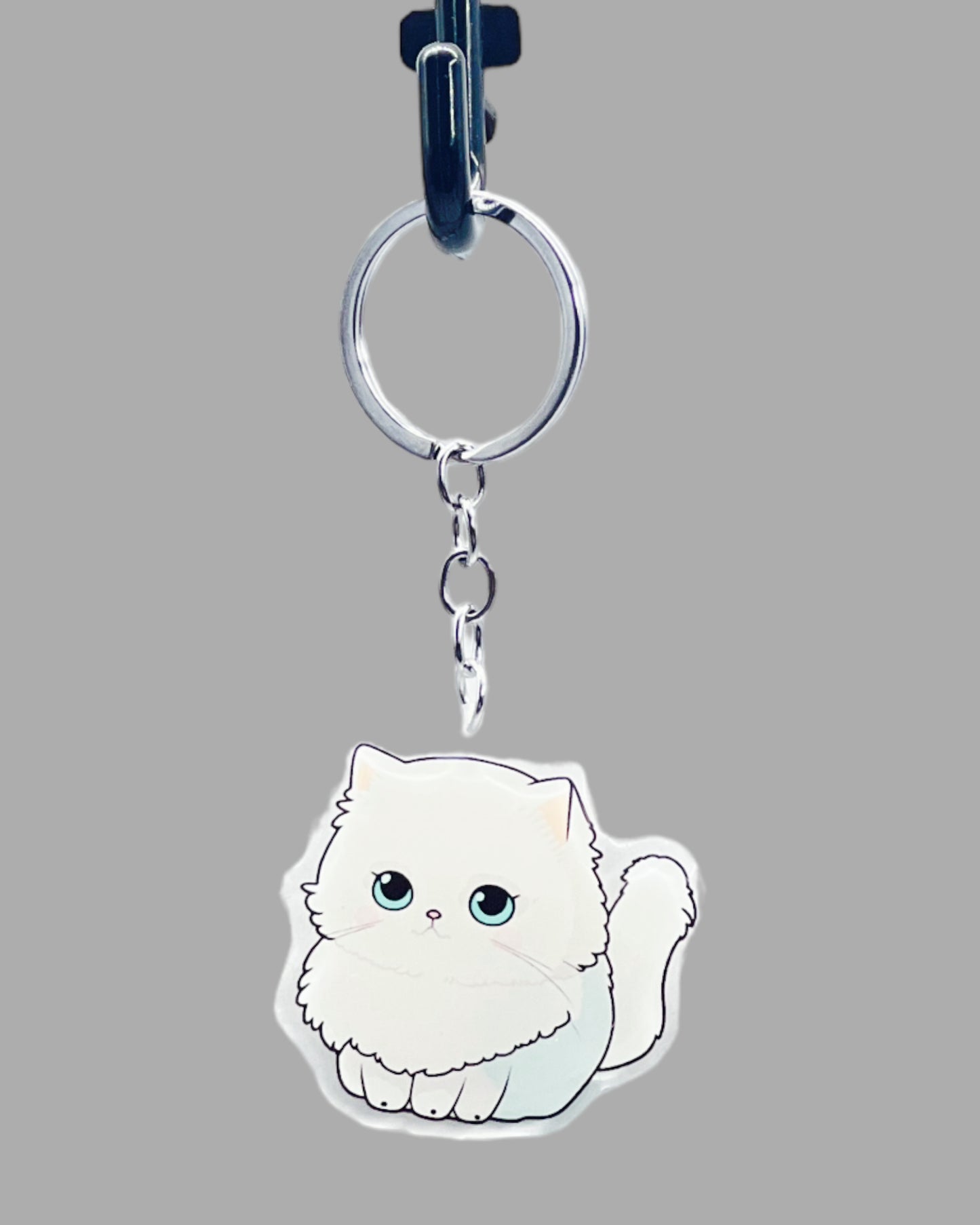 Persian Cat Acrylic Keychain, Cute kawaii memorial ornament, pet portrait charm, backpack fob, dad car décor, stocking stuffer, birthday gift