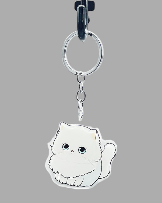 Persian Cat Acrylic Keychain, Cute kawaii memorial ornament, pet portrait charm, backpack fob, dad car décor, stocking stuffer, birthday gift