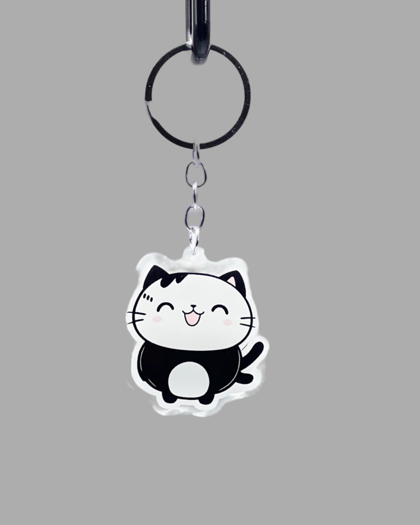 Minuet Cat Acrylic keychain, Cute kawaii memorial ornament, pet portrait charm gift  backpack fob, dad car décor, first day of school gift