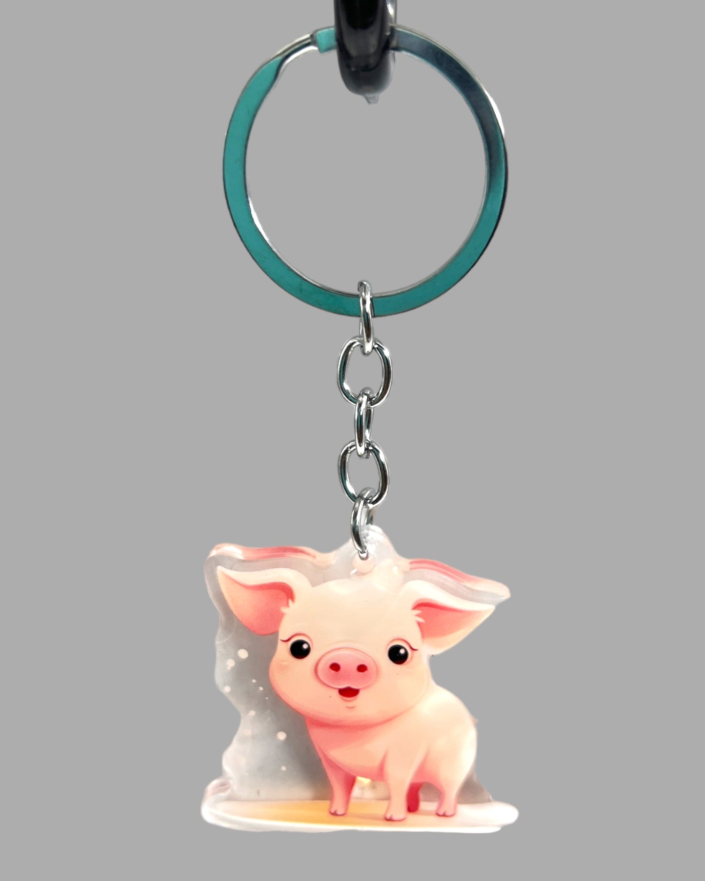 Pig Acrylic Keychain, Farm Animal Cute kawaii memorial ornament, pet portrait charm, backpack fob, dad car décor, stocking stuffer, birthday gift