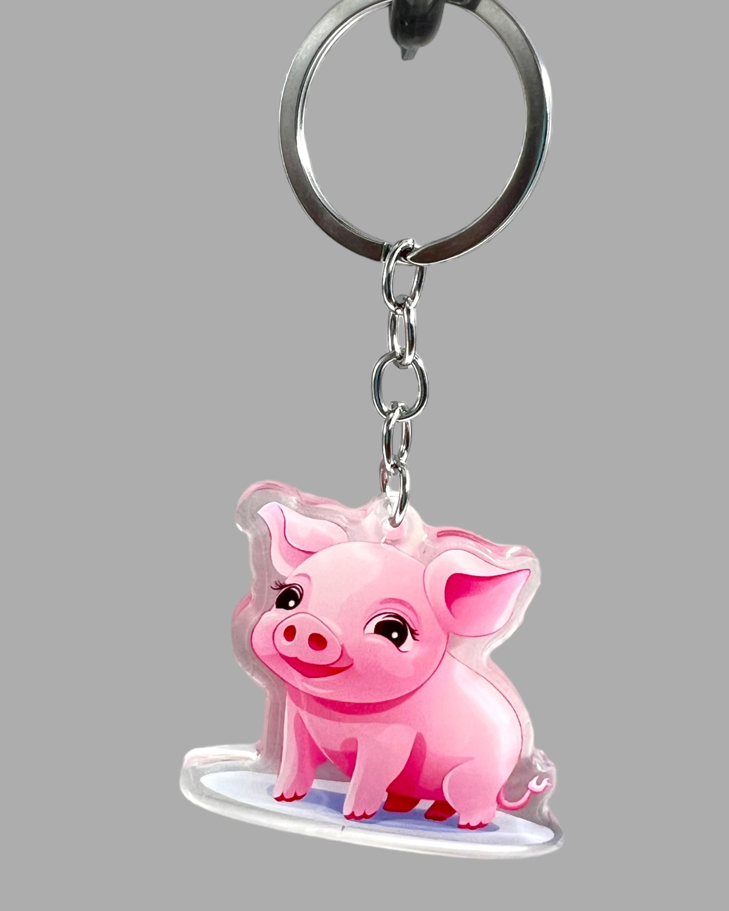 Pig Acrylic Keychain, Farm Animal Cute kawaii memorial ornament, pet portrait charm, backpack fob, dad car décor, stocking stuffer, birthday gift