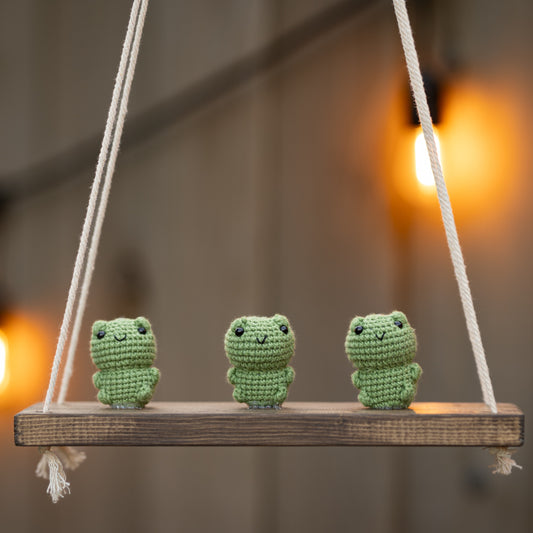 Frogs on a swing  Hanging Wall Shelf