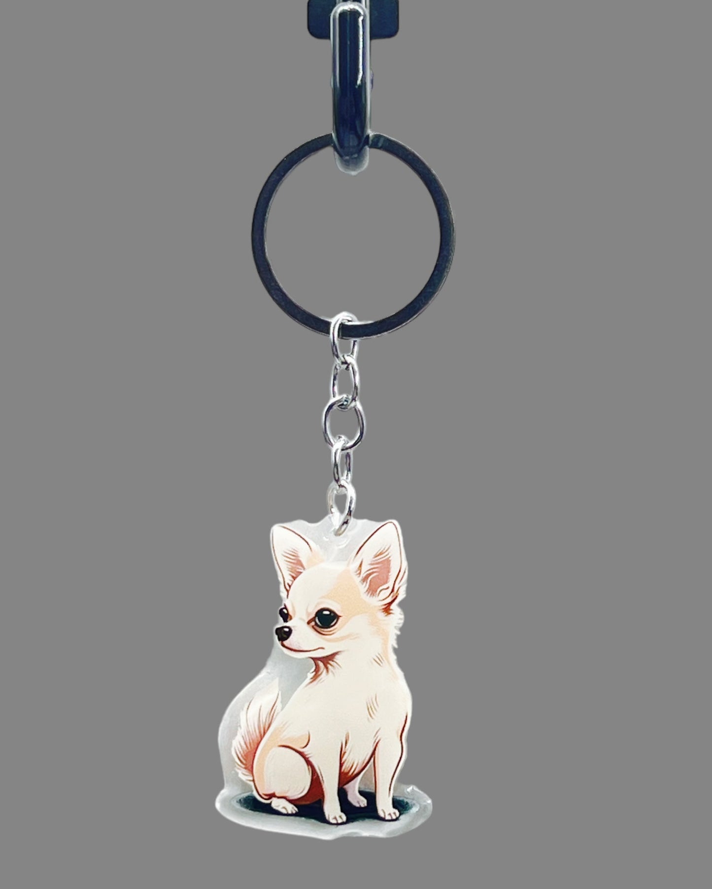 Chihuahua Acrylic Keychain Cute kawaii memorial ornament, pet portrait charm gift  backpack fob, dad car décor, dog mom