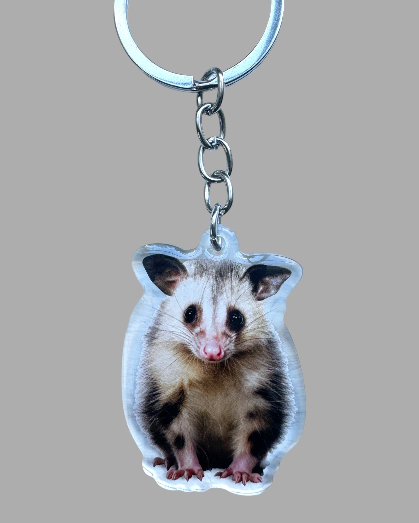 Possum Wildlife acrylic keychain, Cute kawaii memorial ornament, pet portrait charm, backpack fob, dad car décor, stocking stuffer, birthday gift