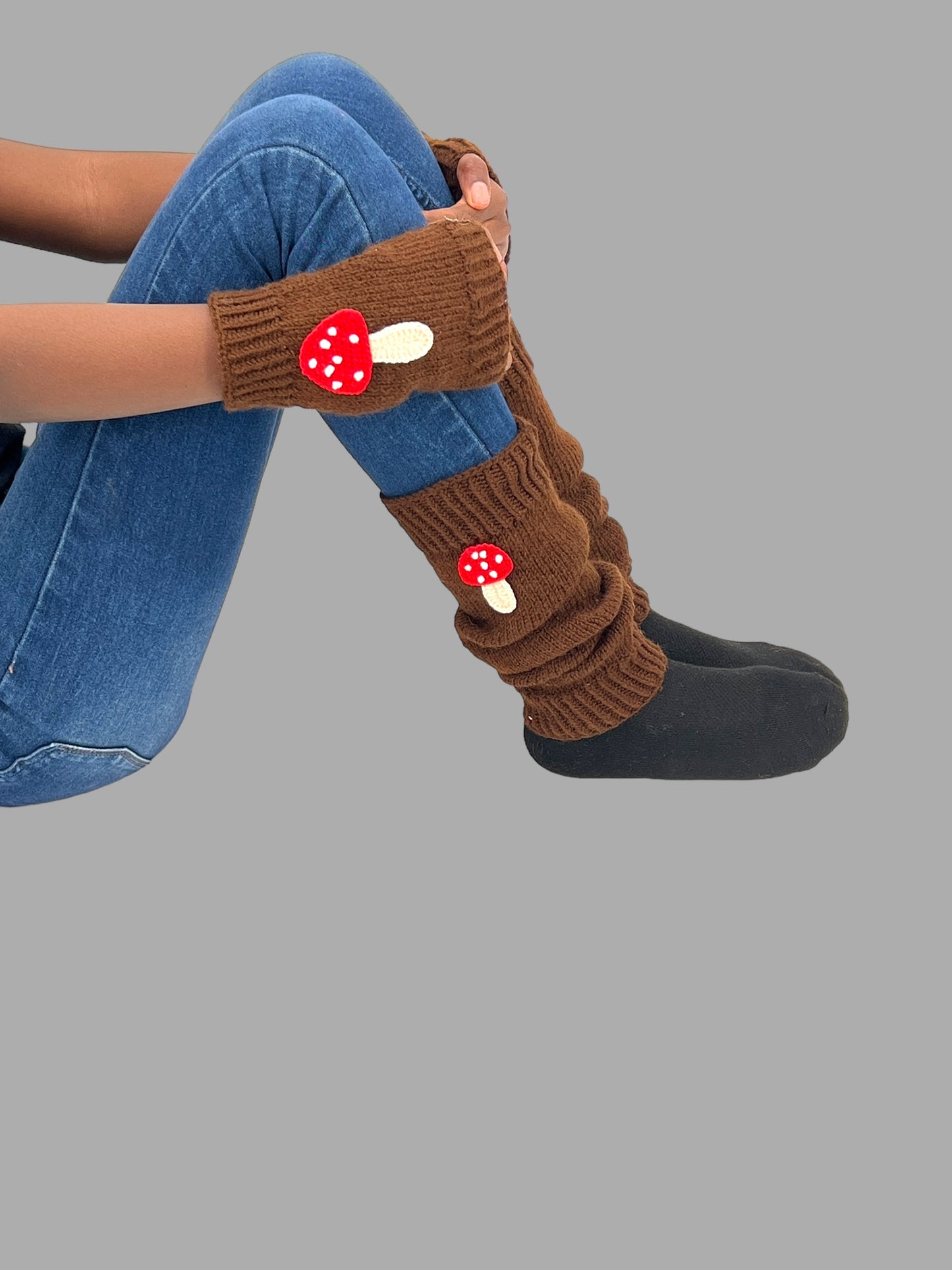 Crochet Mushroom Hand Leg Warmers - Birthday Gift for Girls: Granddaughter, Daughter, Niece. Perfect for Stocking Stuffers, Back to school