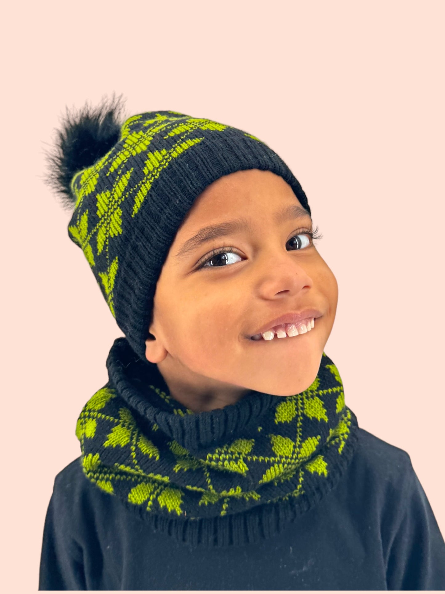 Kids knit hat and cowel set