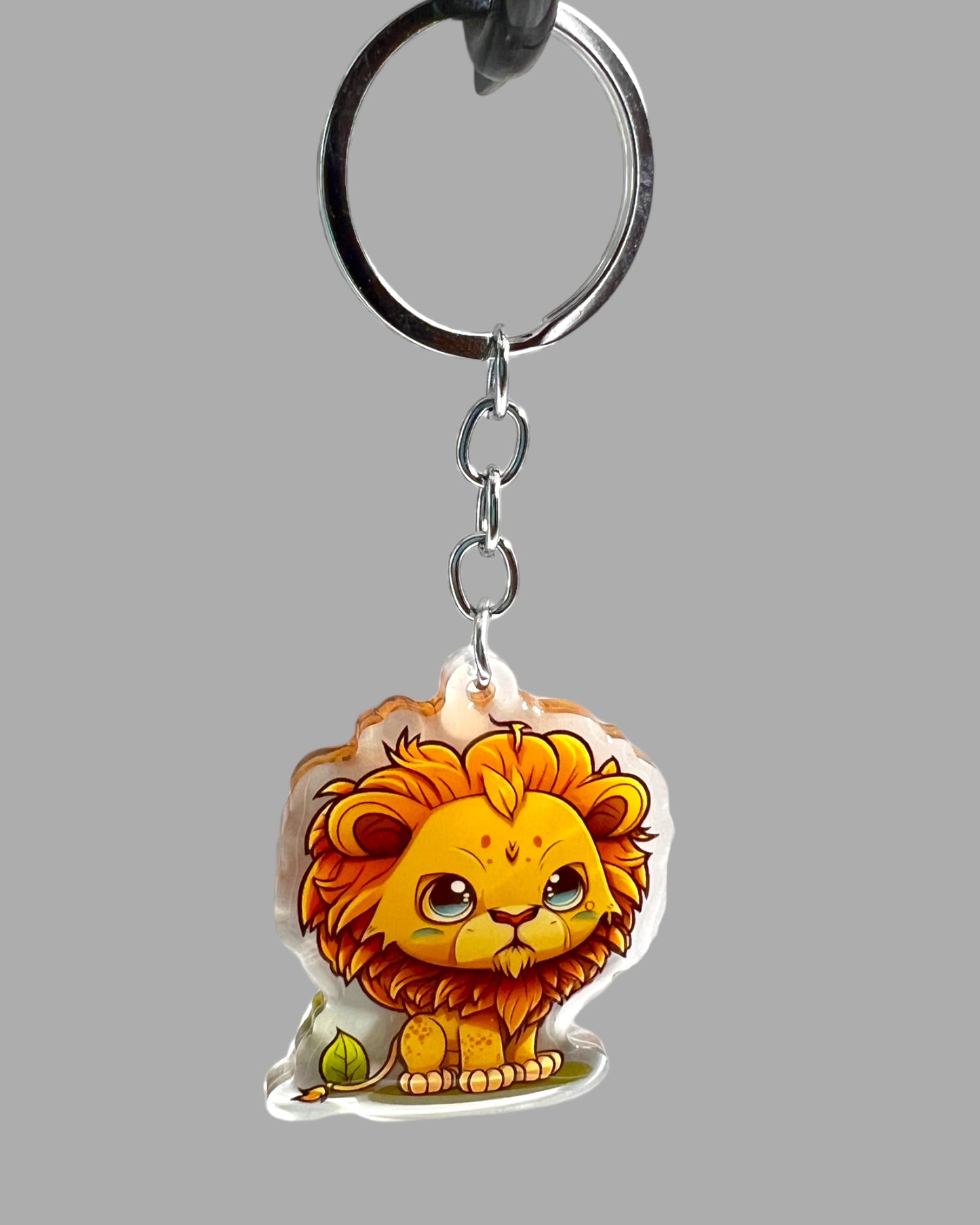 Lion Acrylic Keychain, Wildlife Cute kawaii memorial ornament, pet portrait charm gift  backpack fob, dad car décor, first day of school gift