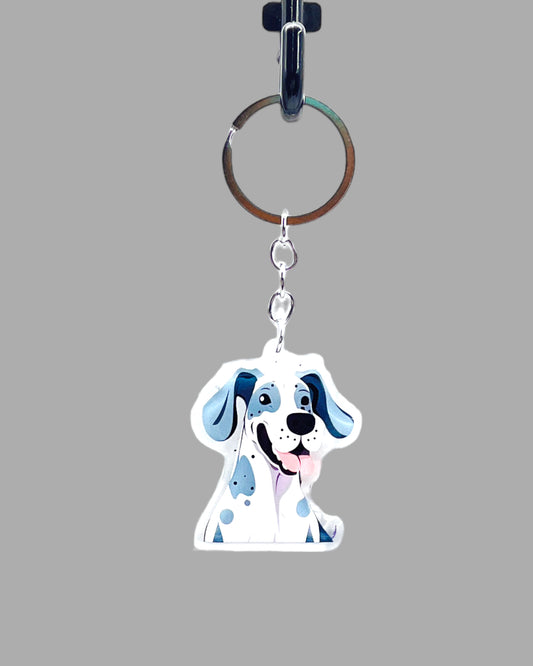 Great Dane Dog Acrylic keychain, Cute kawaii memorial ornament, pet portrait charm gift, backpack photo fob, dad car décor, dog mom gift