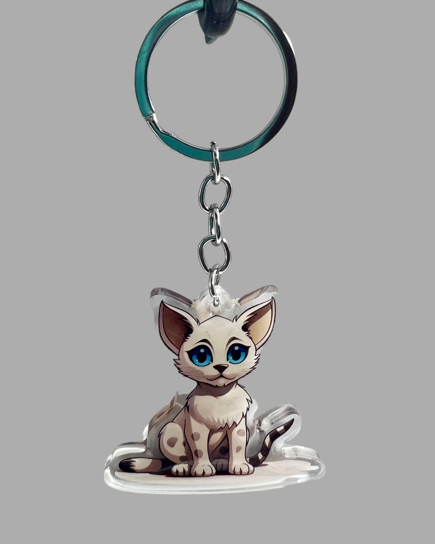 Russian Blue Cat Acrylic Keychain, Cute kawaii memorial ornament, pet portrait charm, backpack fob, dad car décor, stocking stuffer, birthday gift