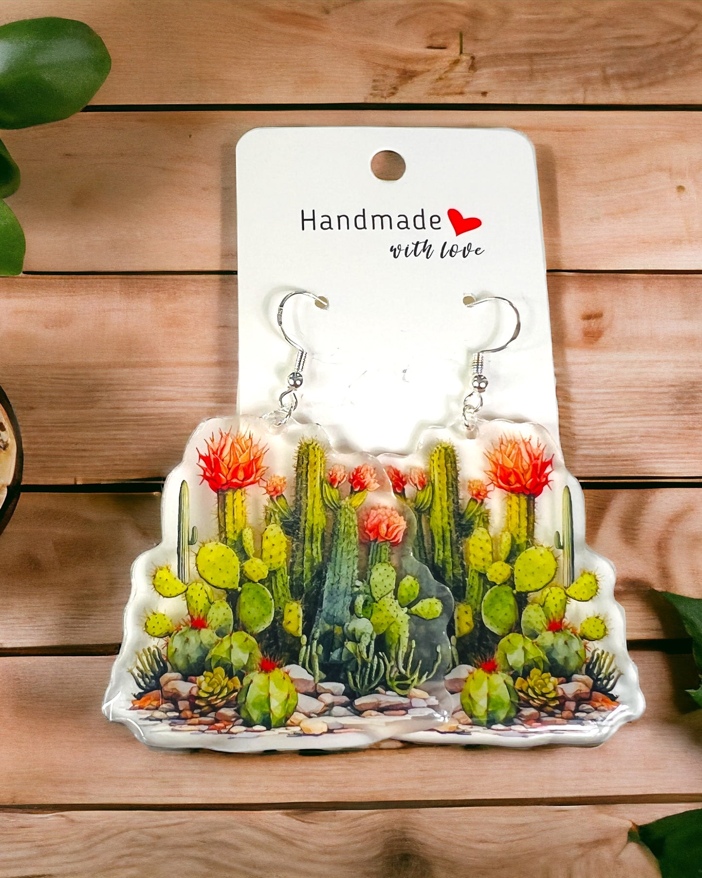 Cactus Desert Acrylic earrings, funky weird quirky earrings, cool funny  gift for her, birthday gift,  Christmas stocking stuffer