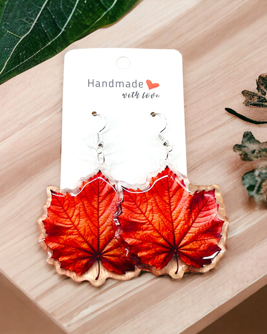 Fall Leaves Acrylic earrings,  Waterproof Weird  Fun  Cool Quirky earrings, Best friend sister birthday gift, Thanksgiving earrings