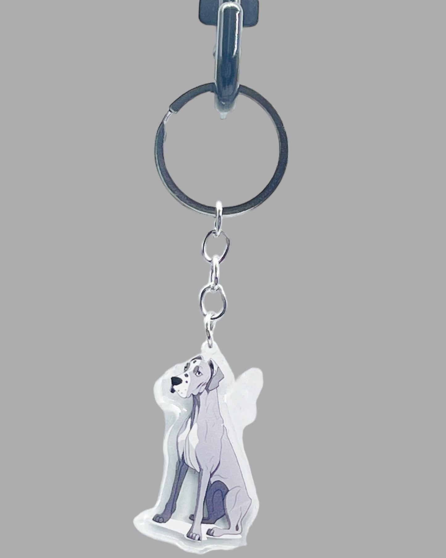 Great Dane Dog Acrylic keychain, Cute kawaii memorial ornament, pet portrait charm gift, backpack photo fob, dad car décor, dog mom gift