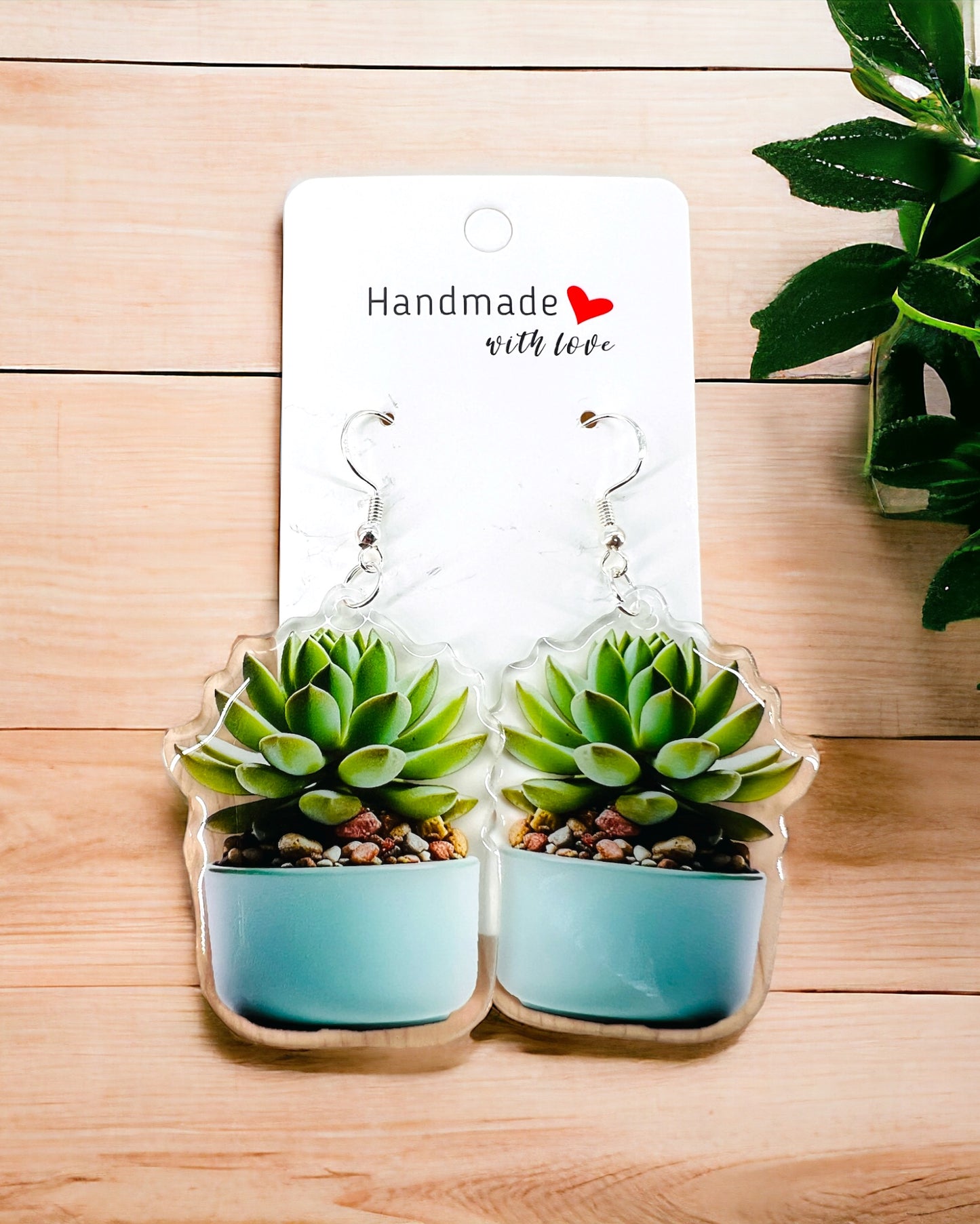 Succulent Acrylic earrings, funky weird earrings, quirky earrings, cool funny earrings, gift for her, birthday gift,  Christmas stocking stuffer