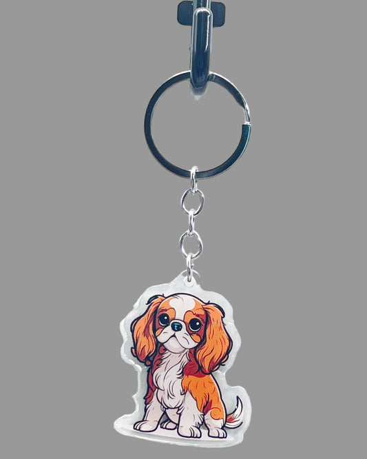 Cavalier King Charles Spaniel Dog Acrylic keychain, Cute kawaii memorial ornament, pet portrait charm gift  backpack fob, dad car décor, dog mom