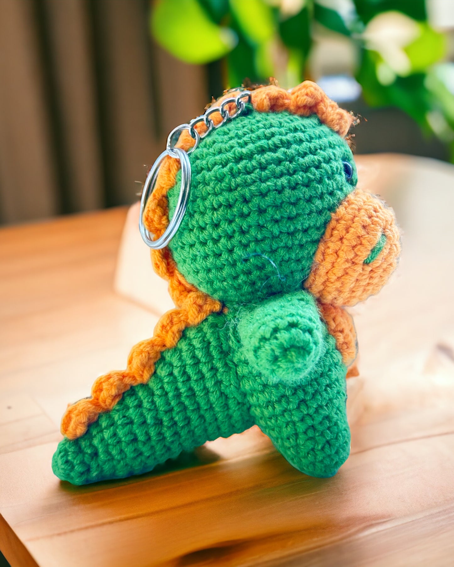 Dinosaur crochet Keychain Miniature amigurumi figurine for office desk decor, fidget sensory toy, unique gift for car dashboard . kawaii pocket  hug