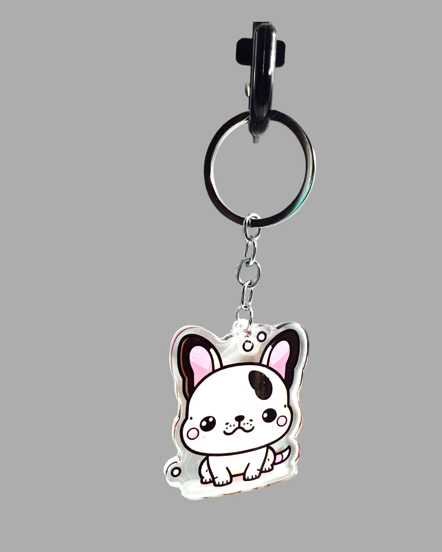 French Bulldog Dog Acrylic Keychain Cute kawaii memorial ornament, pet portrait charm gift  backpack photo fob, dad car décor, dog mom gift