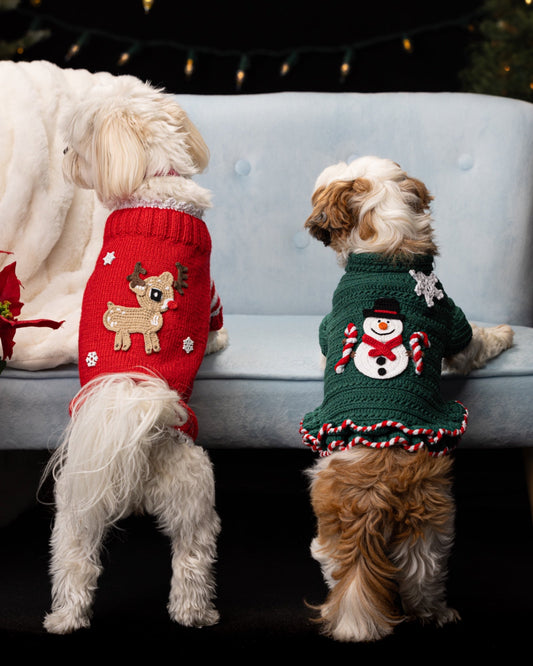 Small dog snowman Sweater