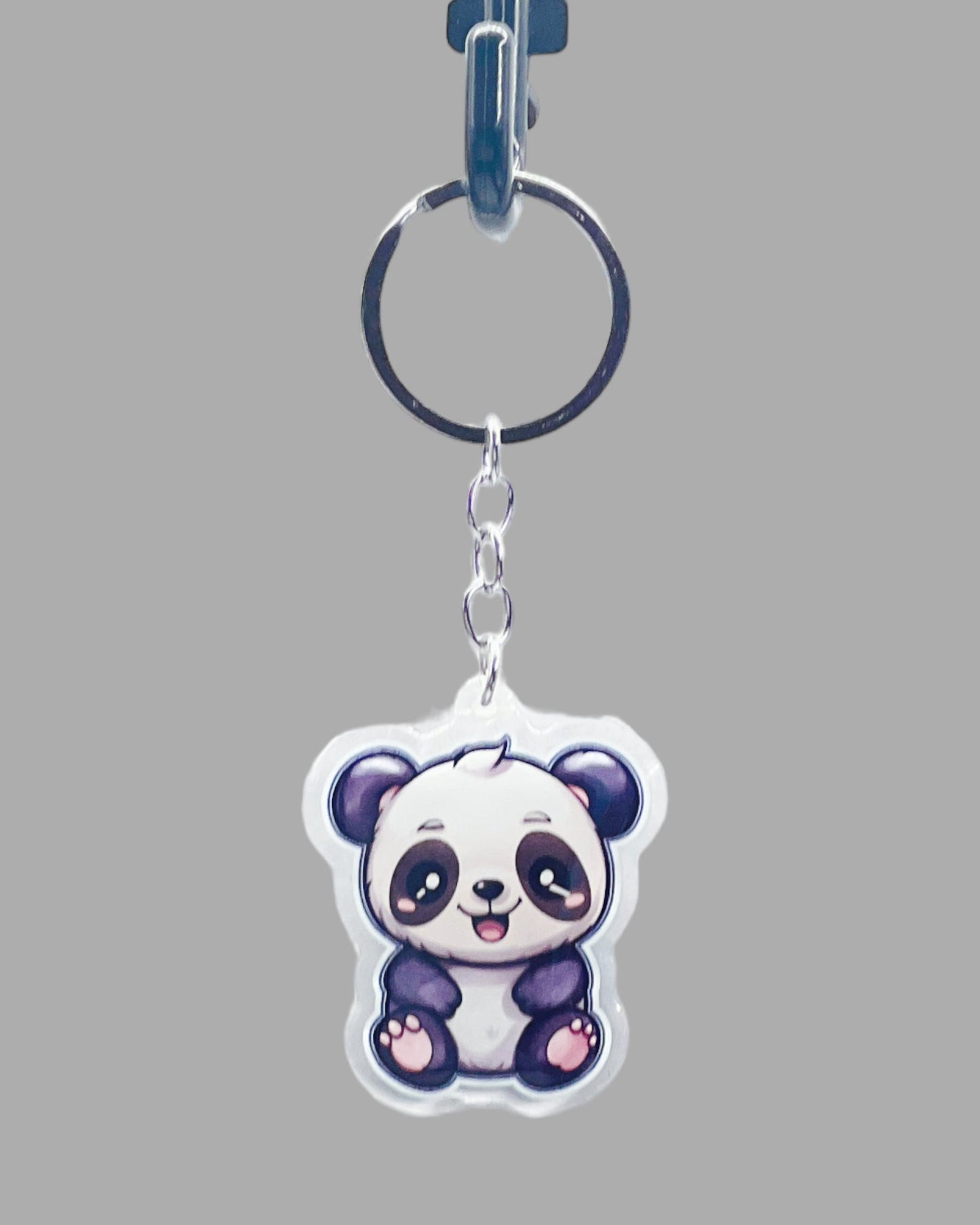 Panda Bear Acrylic Keychain, Wildlife Cute kawaii memorial ornament, pet portrait charm gift backpack fob, dad car décor, first day of school gift