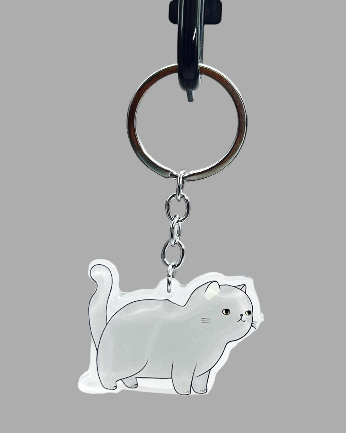 Scottish Fold Cat Acrylic Keychain, Cute kawaii memorial ornament, pet portrait charm, backpack fob, dad car décor, stocking stuffer, birthday gift