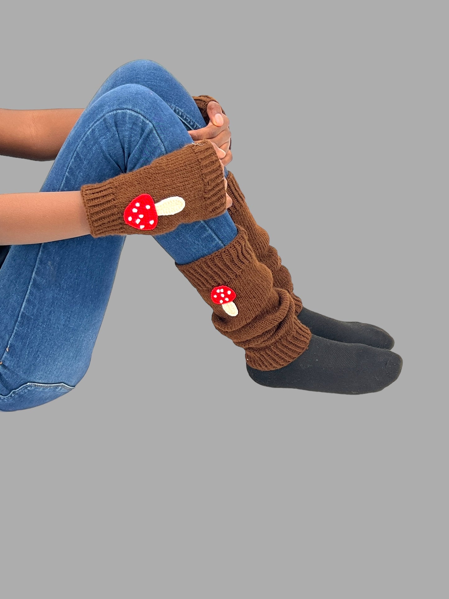 Crochet Mushroom Hand Leg Warmers - Birthday Gift for Girls: Granddaughter, Daughter, Niece. Perfect for Stocking Stuffers, Back to school