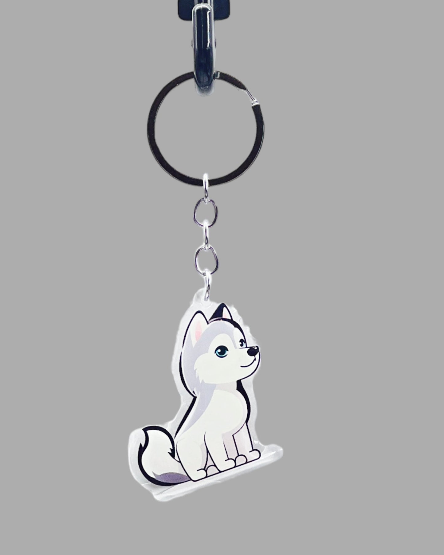 Husky Dog Acrylic Keychain, Cute kawaii memorial ornament, pet portrait charm gift, backpack fob, dad car décor, dog mom gift