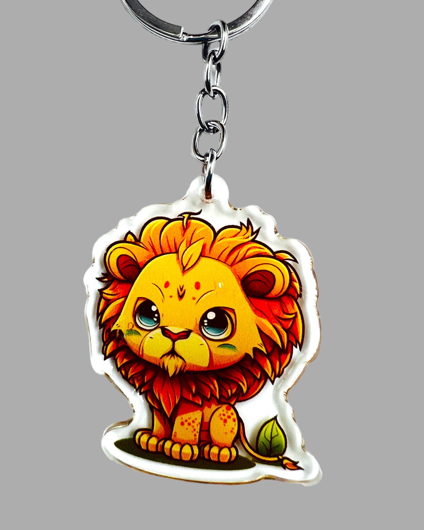 Lion Acrylic Keychain, Wildlife Cute kawaii memorial ornament, pet portrait charm gift  backpack fob, dad car décor, first day of school gift