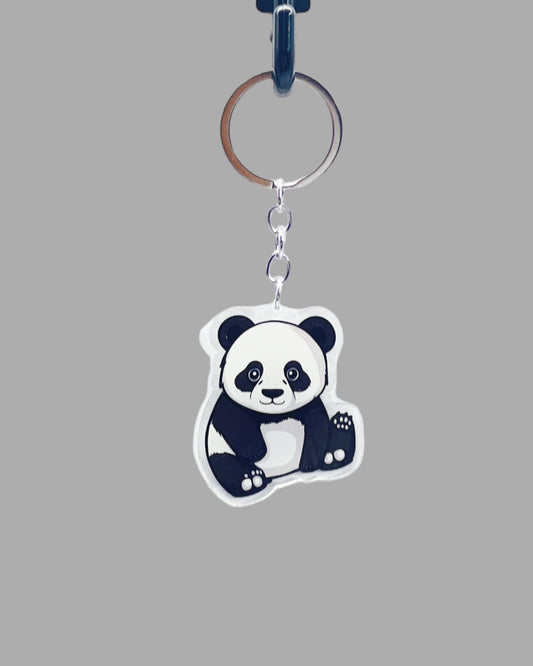 Panda Bear Acrylic Keychain, Wildlife Cute kawaii memorial ornament, pet portrait charm gift backpack fob, dad car décor, first day of school gift