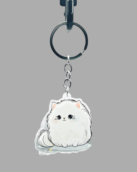 Persian Cat Acrylic Keychain, Cute kawaii memorial ornament, pet portrait charm, backpack fob, dad car décor, stocking stuffer, birthday gift