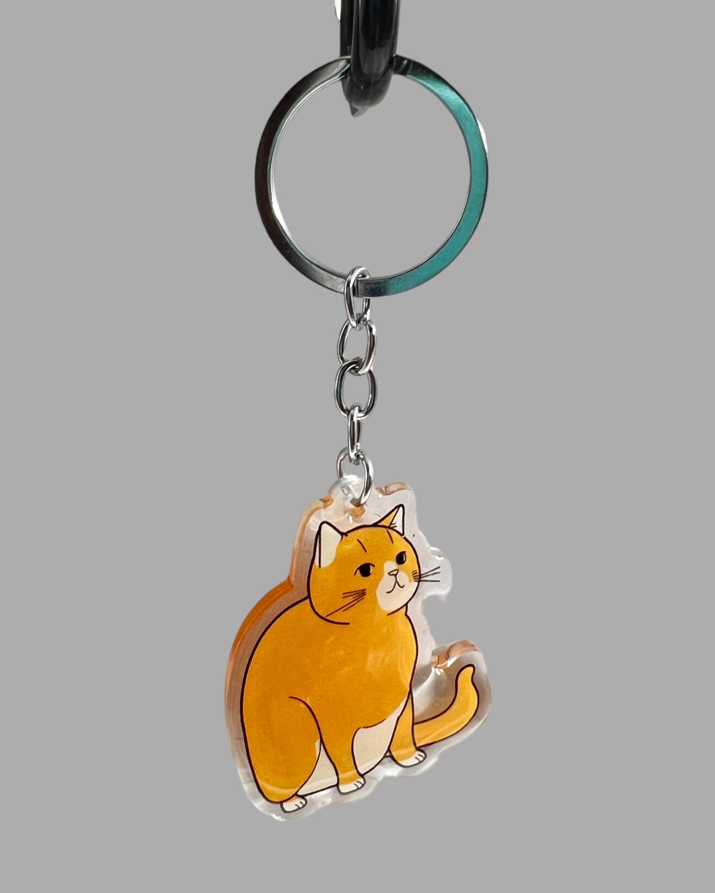 Orange Tabby Cat Acrylic keychain, Cute kawaii memorial ornament, pet portrait charm gift backpack fob, dad car décor, first day of school gift