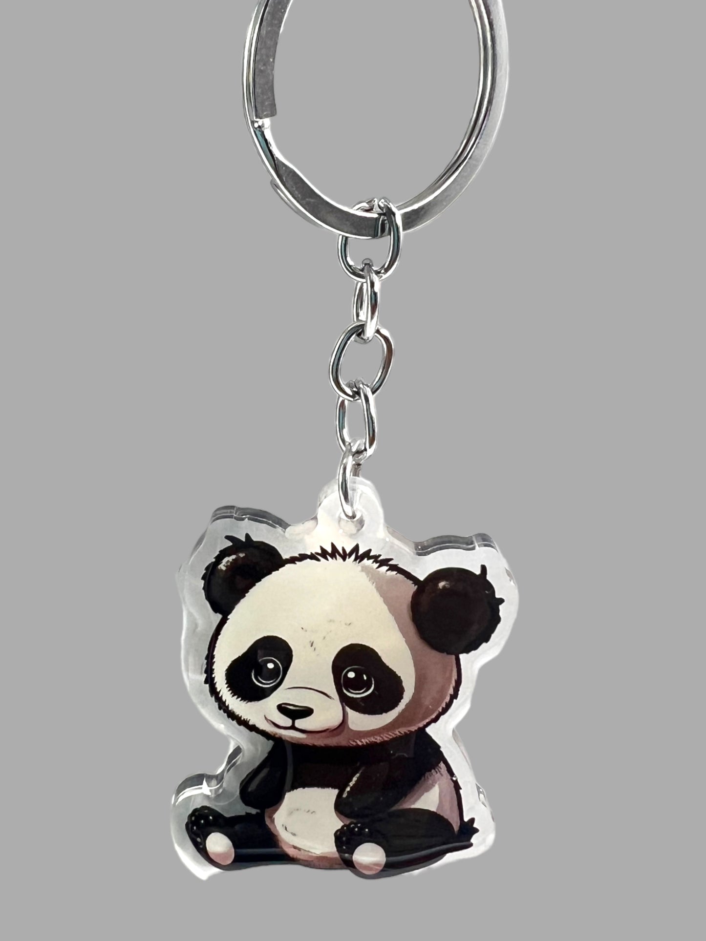 Panda Bear Acrylic Keychain, Wildlife Cute kawaii memorial ornament, pet portrait charm gift backpack fob, dad car décor, first day of school gift