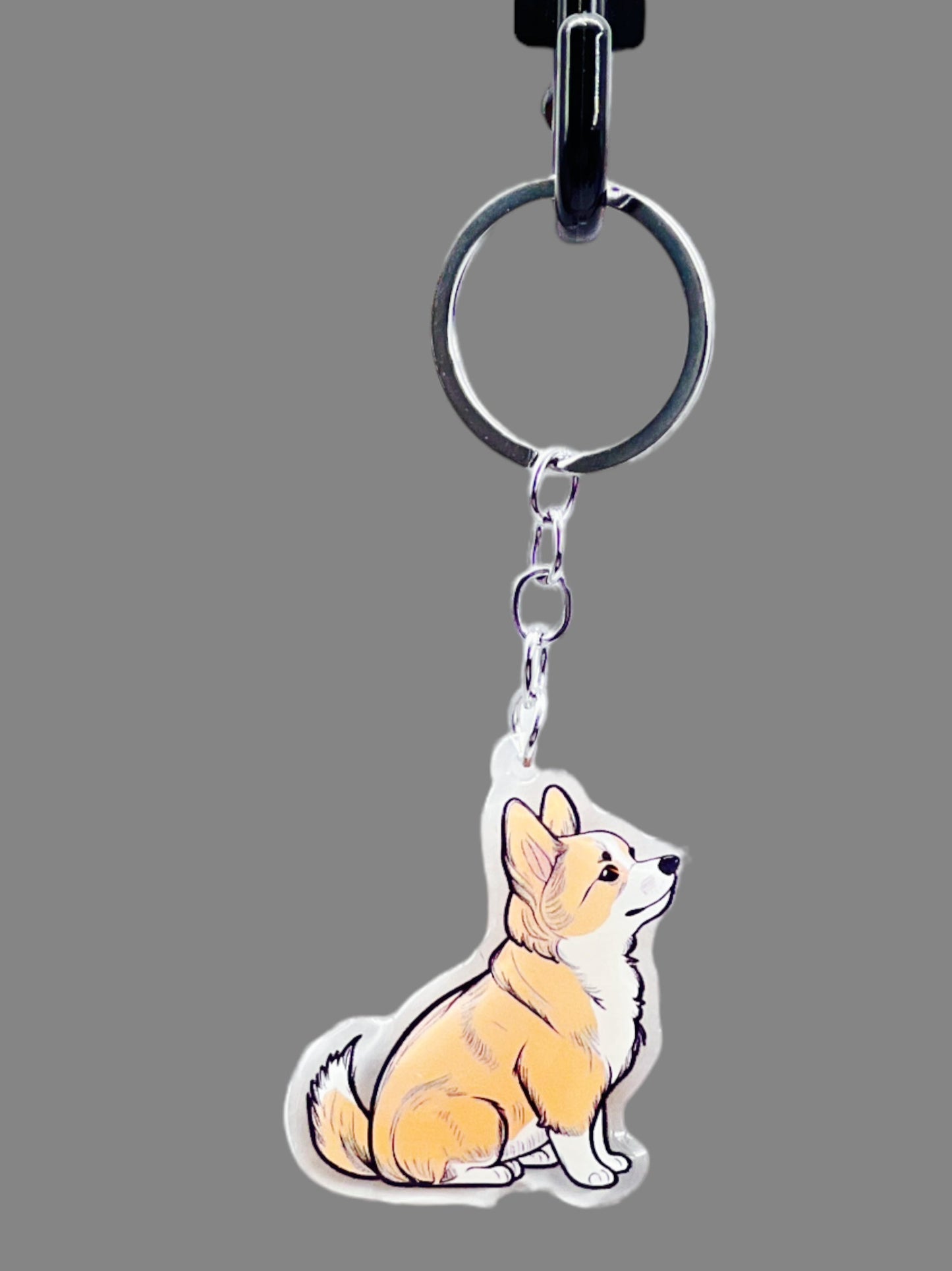 Corgi Dog Acrylic Keychain Cute kawaii memorial ornament, pet portrait charm gift  backpack photo fob, dad car décor, dog mom gift