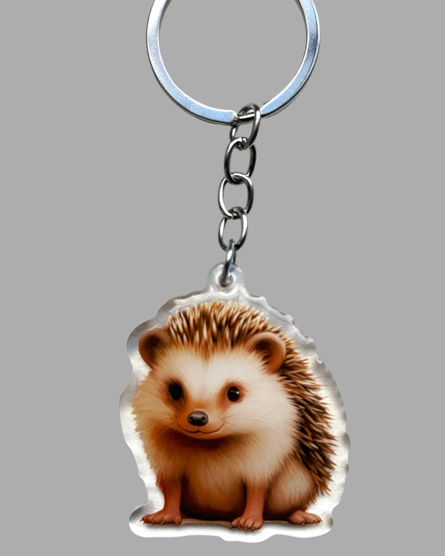 Hedgehog Wildlife acrylic Keychain,  Cute kawaii memorial ornament, pet portrait charm gift, backpack fob, dad car décor, dog mom gift